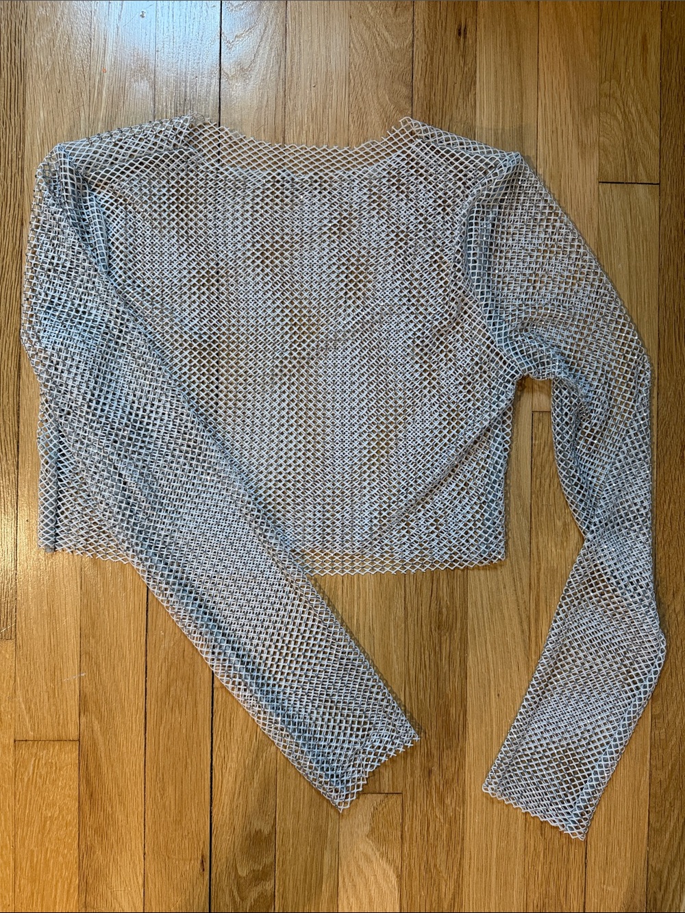 Rhinestone Mesh Long-Sleeve Top